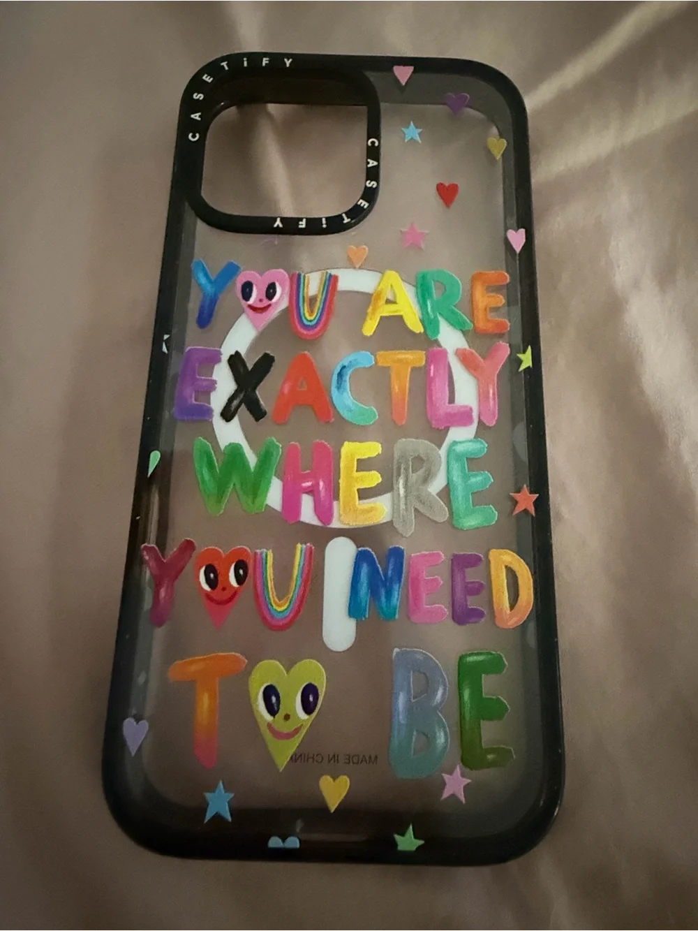 Casetify Clear Phone Case with Bright Multicolor Lettering